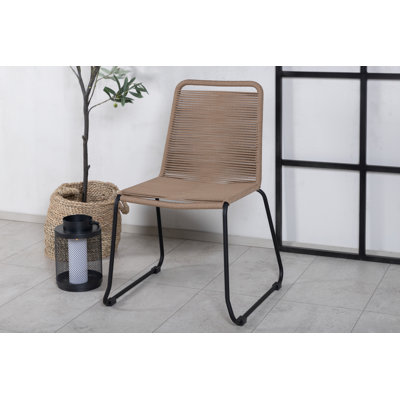 Lindos Stacking Chair - Black Steel / Latte Rope