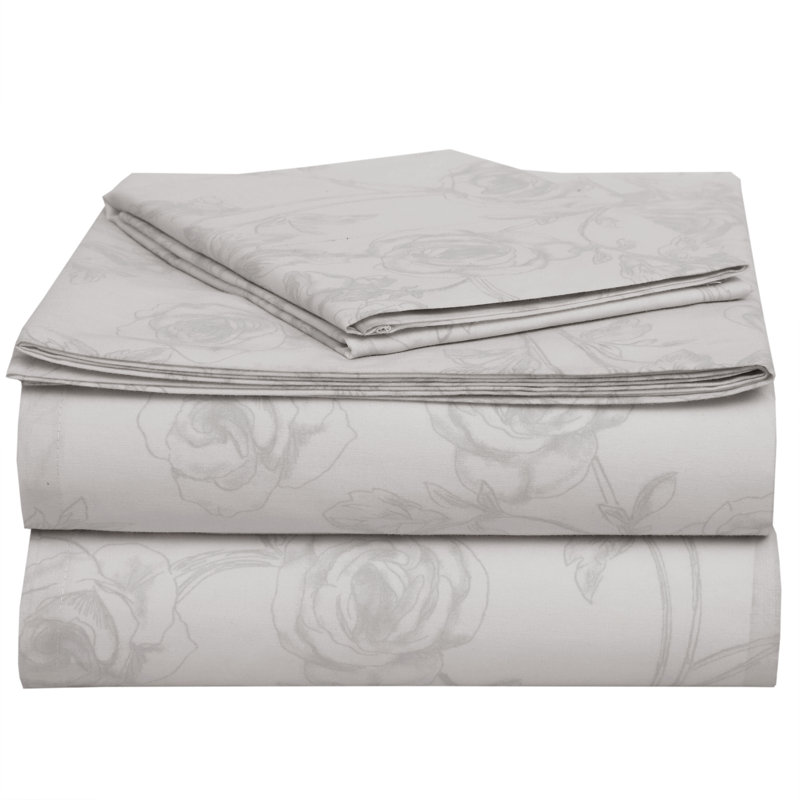 Ensemble de draps 100% coton 144 fils, Simple, Gris Sketchy