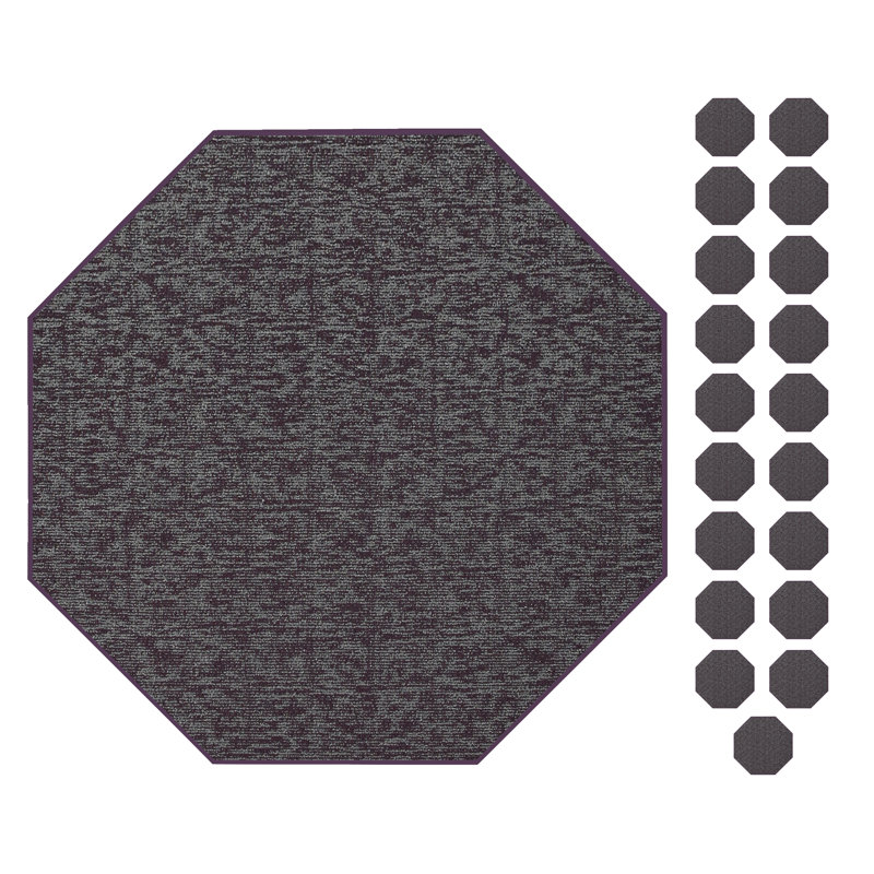 Ensemble de tapis géométriques en nylon tufté à la machine pour intérieur/extérieur, Purple, Octogone 2 pi