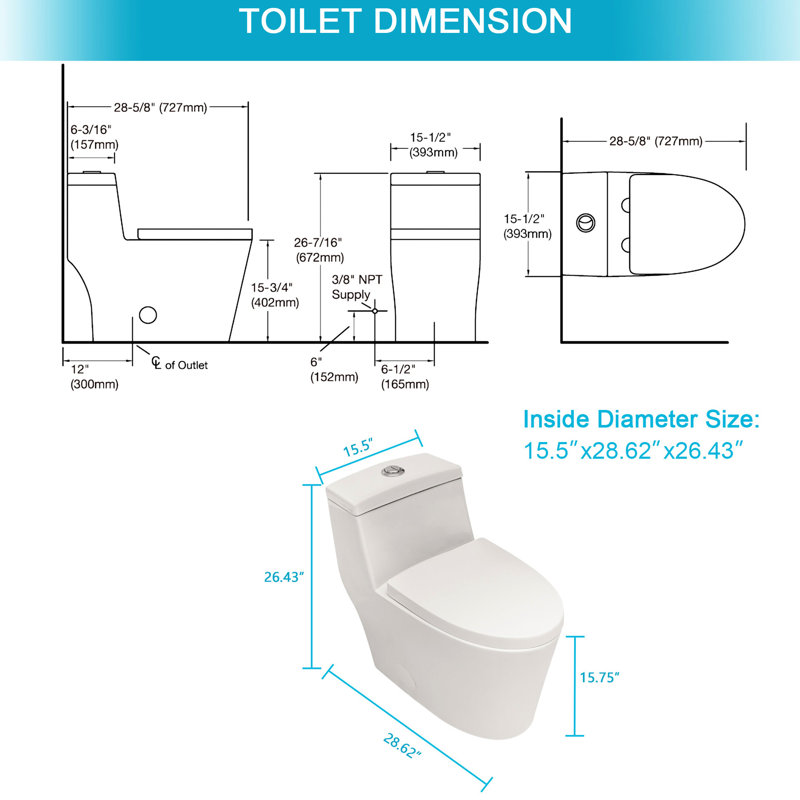 One Ceramic Toilet With 360-Degrees Cleaning And Peaceful Seat Dual Flush Feature
