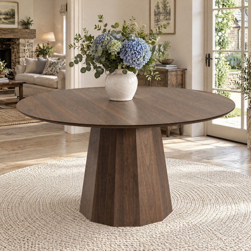 Table de salle à manger en bois massif, H 30 po x L 46 po x l 46 po, Noyer