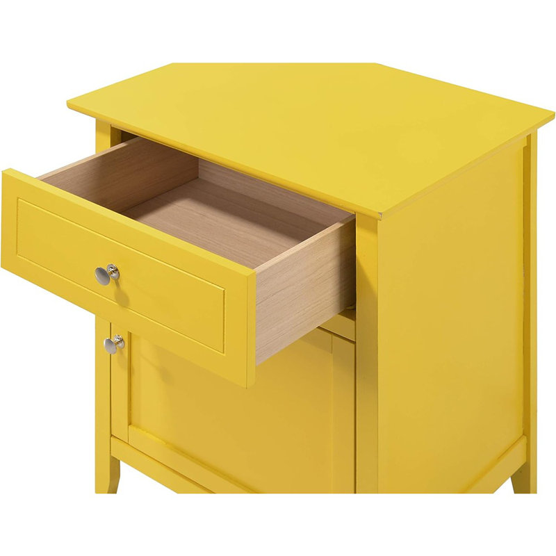 CoSoTower Modern Yellow Wood Veneer Nightstand with Storage