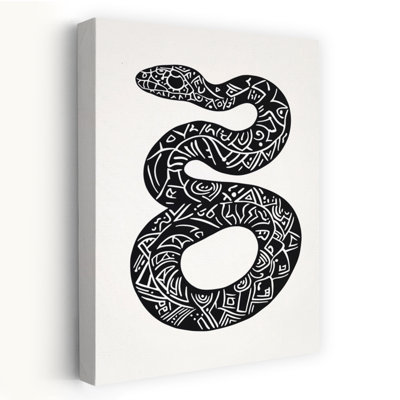 Coiled Tribal Snake Abstract Mystical Contemporary Snake Wall Art Print 1 Piece Wrapped Canvas Wall Art