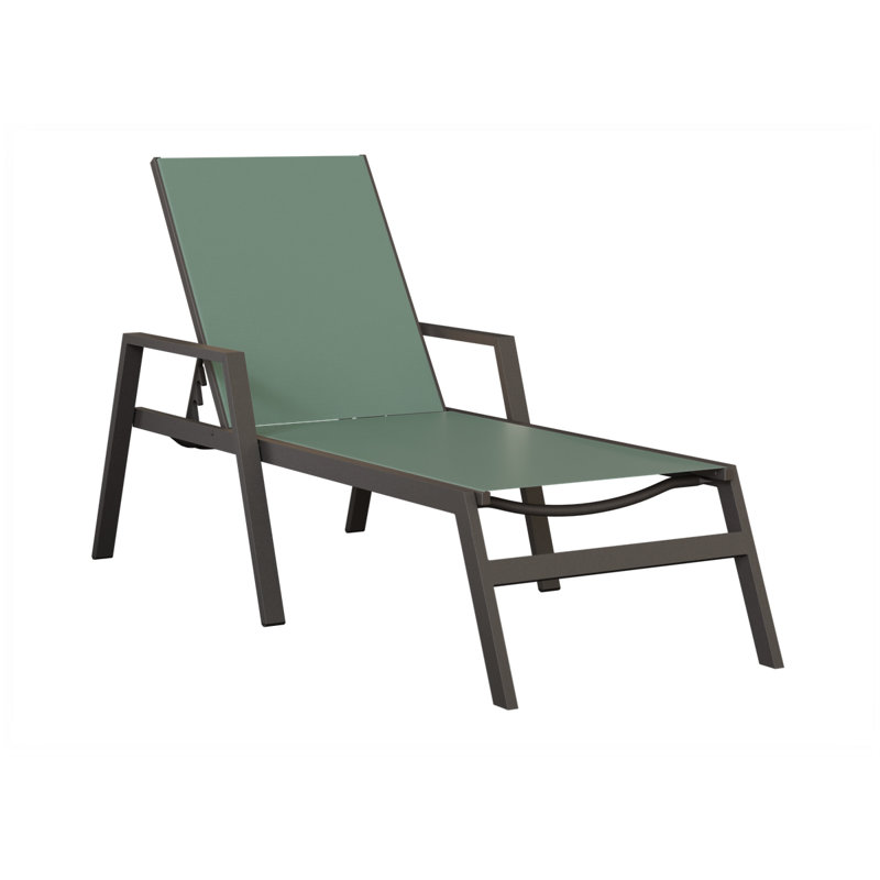 Chaise longue en graphite tacheté Berlin, Green, Graphite moucheté