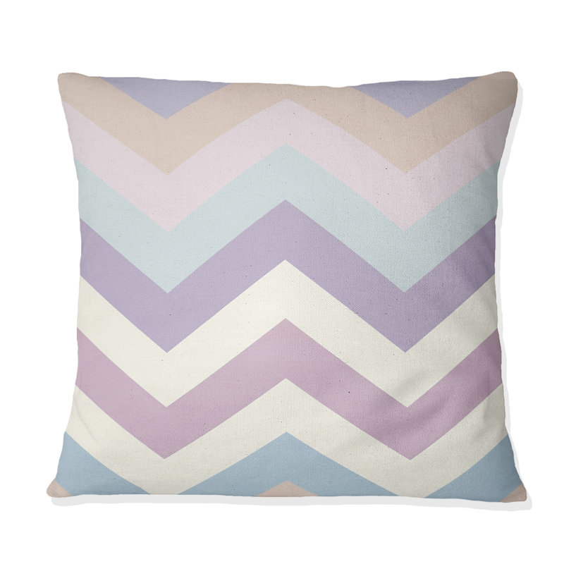 Coussin à chevrons mauve et beige, H 16 po x l 16 po, Carrée