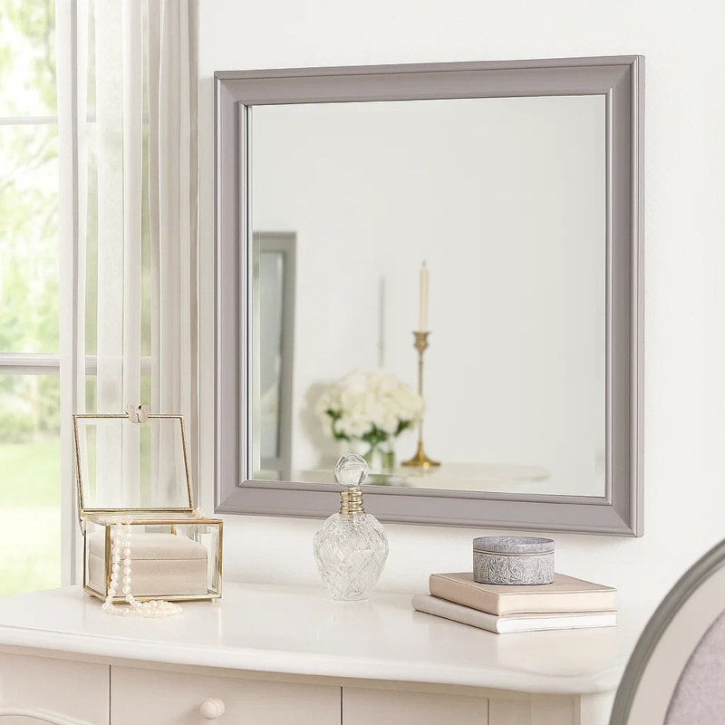 Miroir pour commode Limi, bois d'acacia massif gris brossé, 43 po
