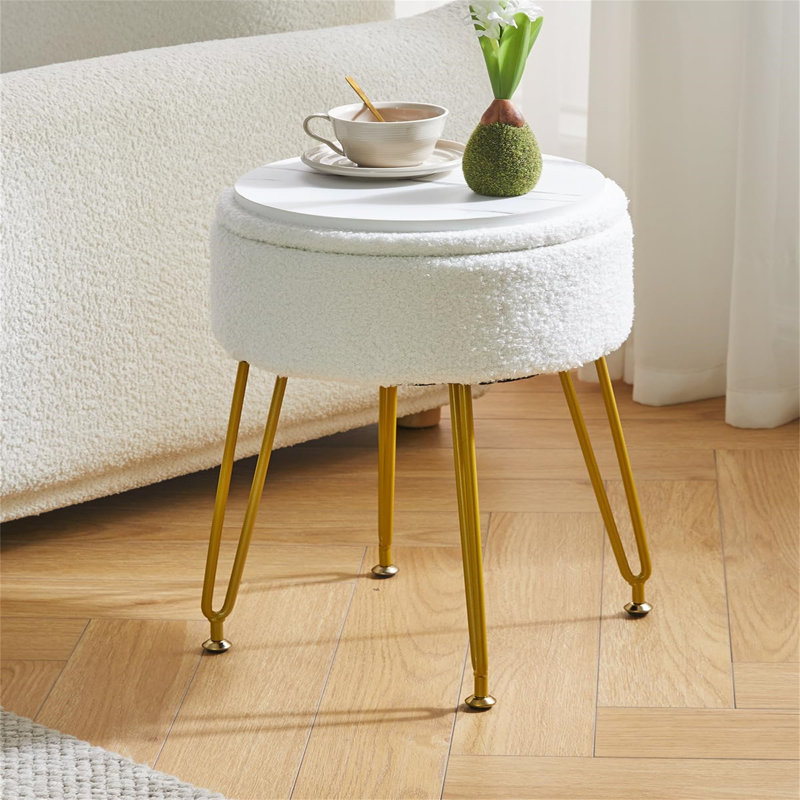 Ahilan Metal Accent Stool, White