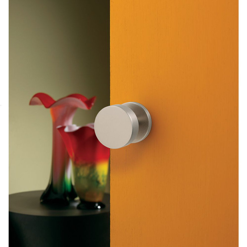 Contemporary Privacy Door Knob with Contemporary Round Rose, Polished Nickel