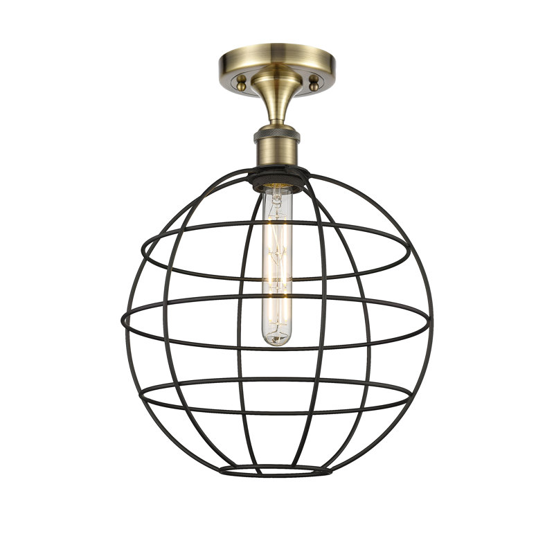 Ariyauna Semi Flush Mount, 16" H x 12" W x 12" D, Antique Brass