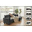 Fauteuil d'appoint en chenille noir sans accoudoirs, canapé simple modulaire moderne pour le salon et coin lecture, fauteuil club surdimensionné confortable