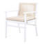 Repas d'extérieur pour 2 chaises, dossier en bois avec corde, coussin hydrofuge, structure blanche, limite de poids de 400 lb, coussin amovible pour le lavage en machine, confort ergonomique, repas en terrasse de style simple,