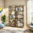 6-Tier Industrial Bookshelf, 67" Wooden Bookshelf with Open Shelves, Freestanding Metal Frame Bookcase for Storage and Display, Modern Book Shelves for Bedroom, Living Room and Home Office, Brown