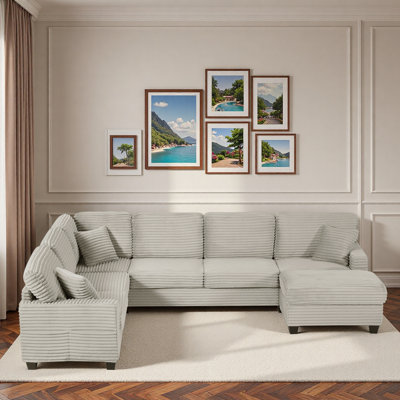 Canapé modulaire avec repose-pieds mobile et poches de rangement latérales