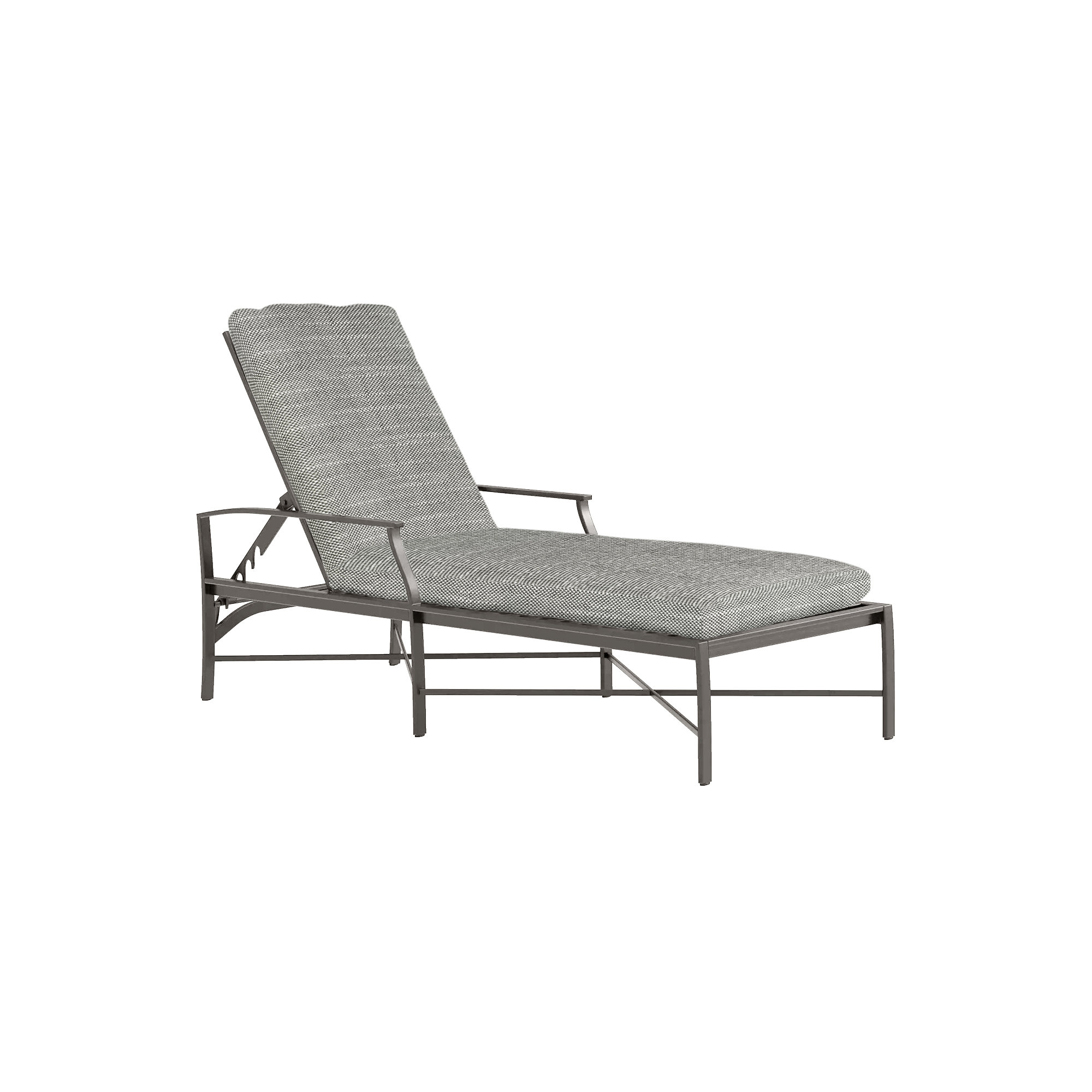 Monaco Wrought Aluminum Outdoor Chaise Lounge, Slate Gray, Rollo Silver InsideOut® Linen, Welt