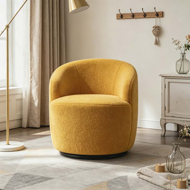 Fauteuil demi-tonneau avec fauteuil Teddy, Jaune