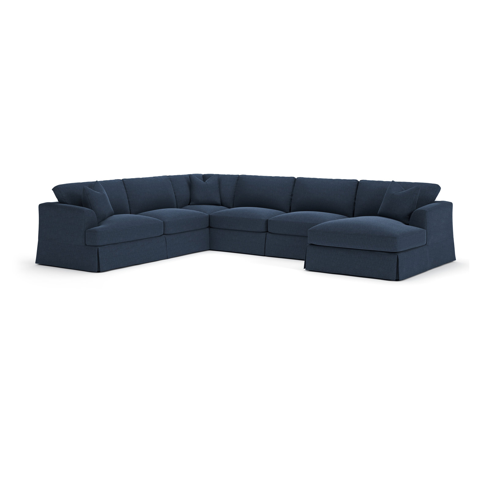 Lucia Upholstered Chaise U-Sectional, Right Hand Facing, Drusky Navy Sustain® Basketweave