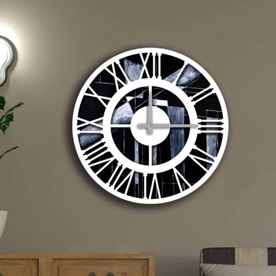 Horloge murale décorative élégante, 19,7 po de diamètre, 100% panneau de fibres à densité moyenne avec une épaisseur de 0,2 po | Nécessite 1 pile AA (non incluse) | Parfait pour la décoration intérieure, l'esthétique moderne et l'élégance int