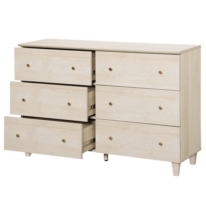 Commode pour enfants avec 6 tiroirs Lysiane, Chêne clair