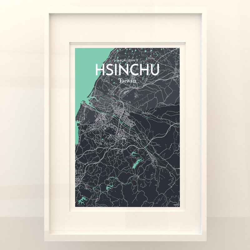 Hsinchu City Map In Dream - No Frame Print, 27.6cm H x 19.7cm W x 0.05cm D