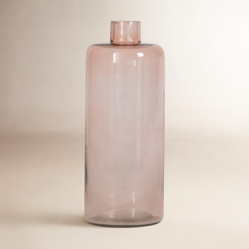 Vase de table en verre logo rose, H 10 po x l 4 po x P 4 po