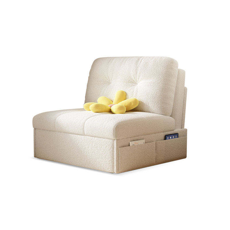 Canapé-lit modulaire en velours blanc crème avec rangement, H 31,5 po x l 39,37 po x P 33,86 po