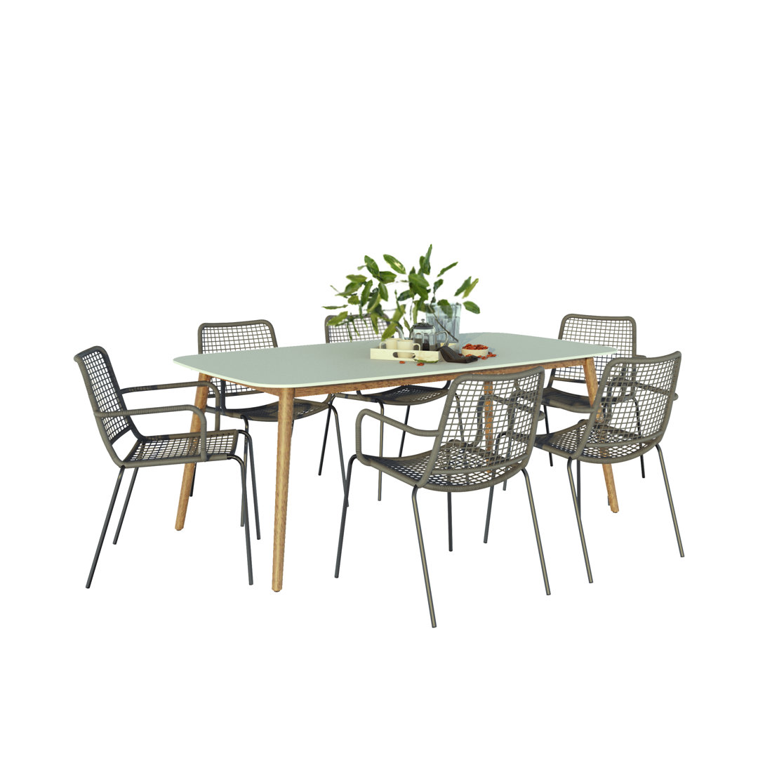 Anautica 6 - Person Metal Patio Dining Set with Rectangular Table Lark Manor™