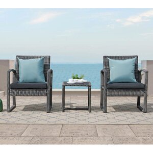 Ables Square 2 - Person 15.8" Long Bistro Set with Cushions