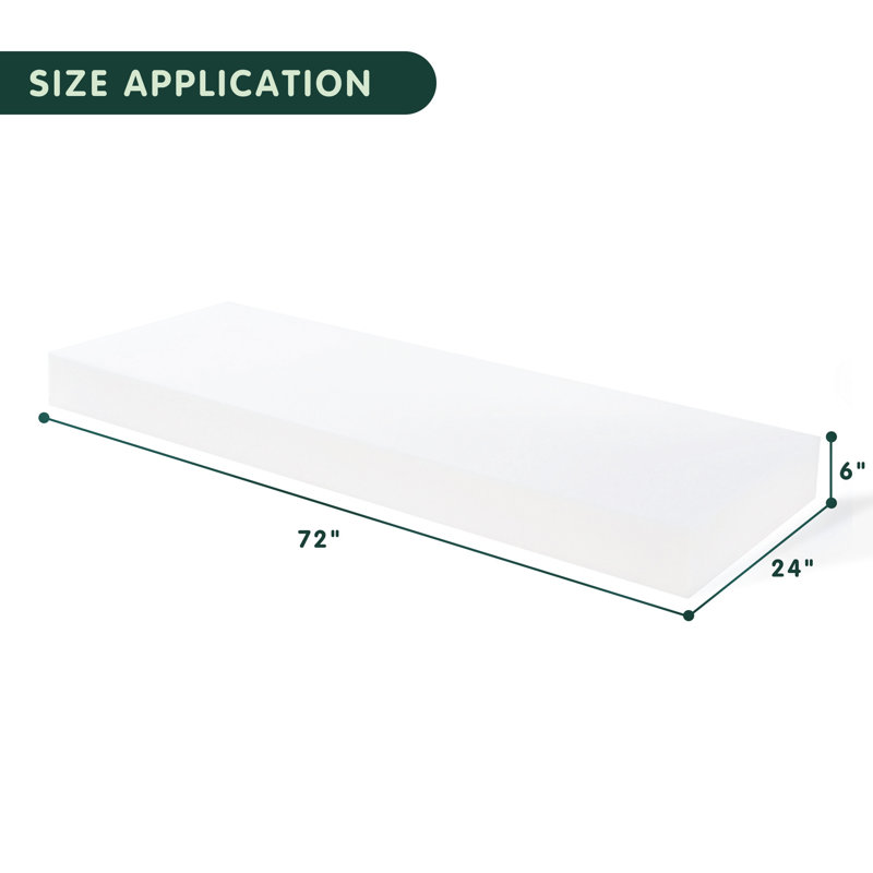 Coussin rembourré en mousse à haute densité DIY Upholstery, H 6 po x l 24 po x L 72 po