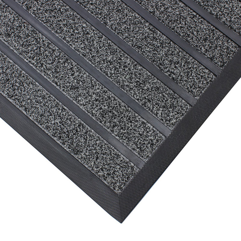 Dirt Stopper Pro Door Mat Striped Outdoor Doormat, Grey