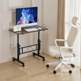 Normia Small Standing Desk Adjustable Height, Mobile Stand Up Desks With Wheels, Portable Rolling Laptop Desks, C Side Table W/Wheels