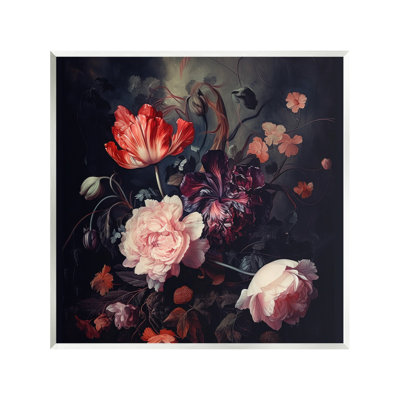 Dark Elegant Flowers Wall Plaque Art by Lazar Studio