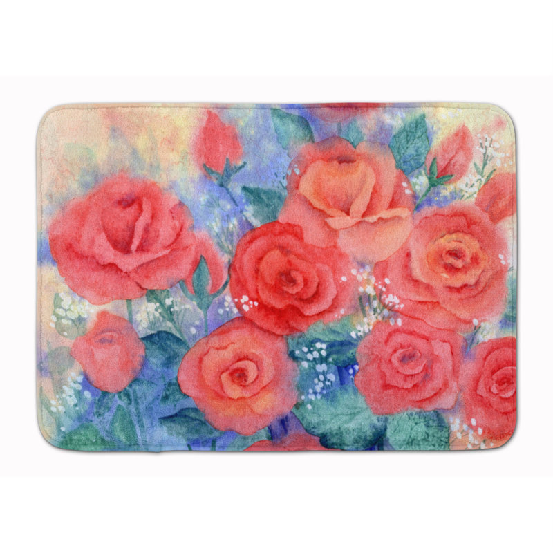 Tapis pour salle de bain en mousse à mémoire roses