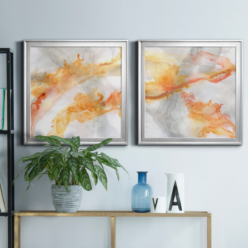 Transparent Opposites I - ensemble de 2 peintures sur toile encadrées, H 17,5 po x l 35 po x P 1,5 po, Argent