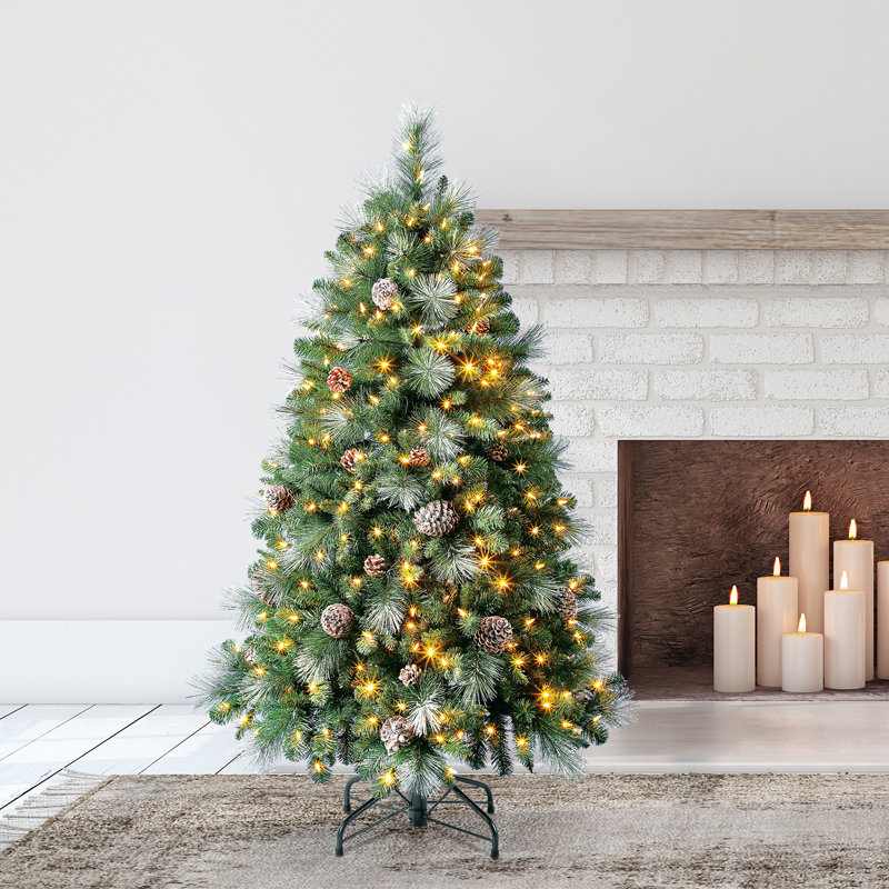 Home Heritage Lincoln Artificial Prelit Holiday Christmas Tree, 5'