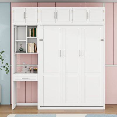 Murphy Bed with Built-In Desk and Shelves