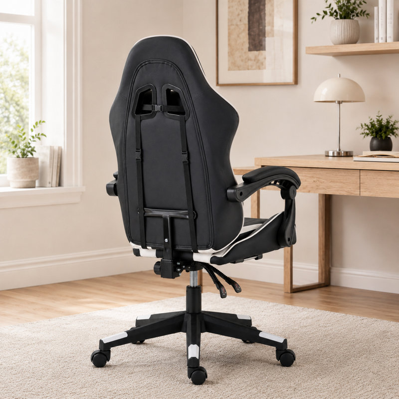 Ergonomic gaming chair with headrest and lumbar support; office chair with adjustable footrest, casters, height adjustment, and 360° swivel; computer chair suitable for home offices
