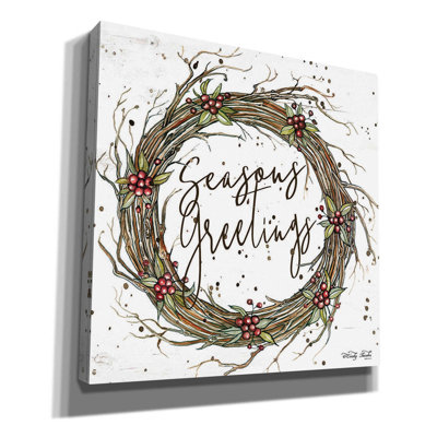 «Seasons Greetings Wreath II» par Cindy Jacobs, art mural sur toile