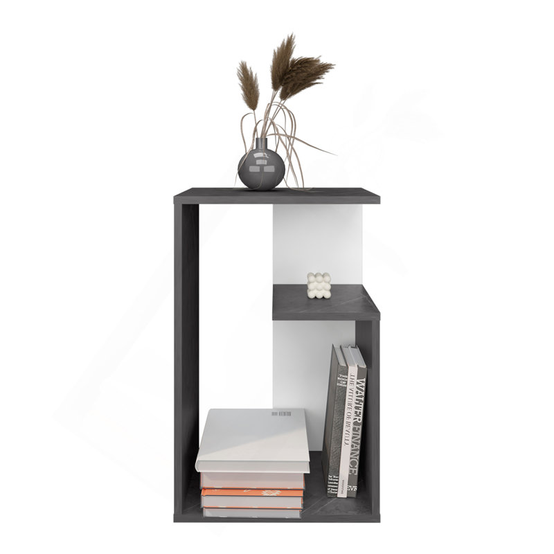 Side Table 25" H, 1 Shelf, Dark Gray