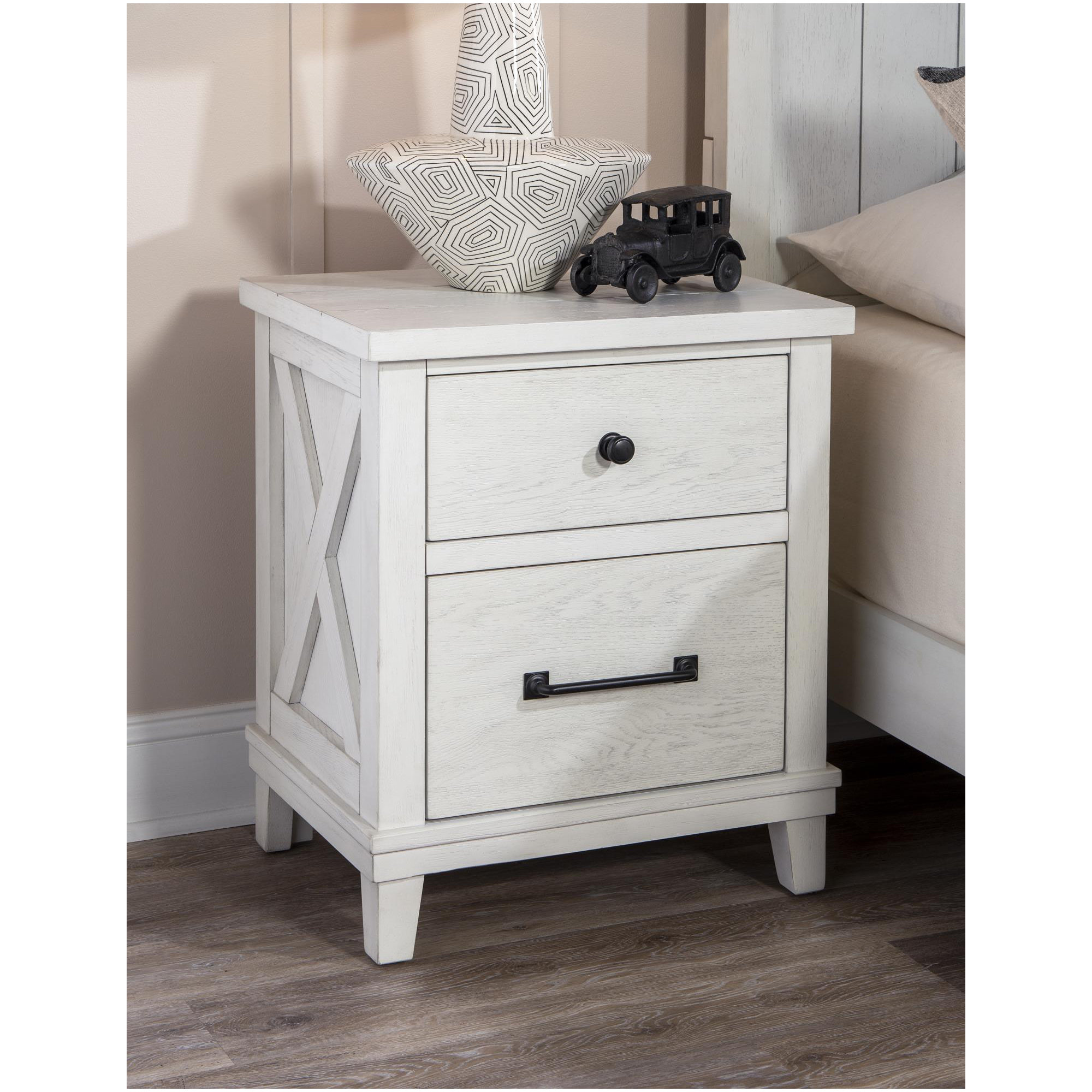Flatiron 2 Drawer Nighstand, White