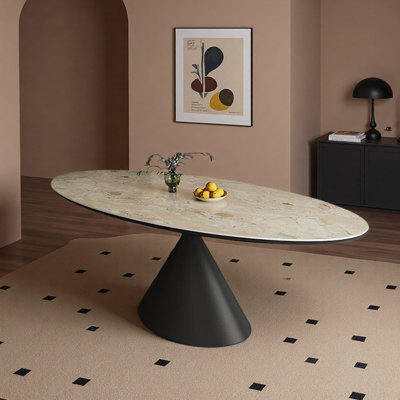 Modern Durable Rock Slab Oval Dining Table