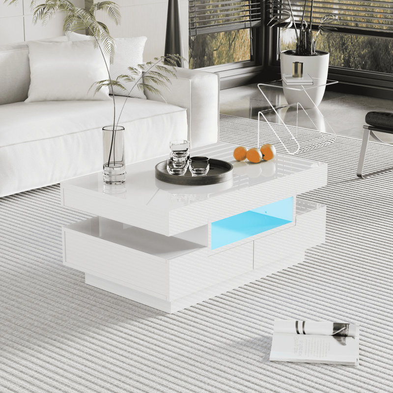 Coffee Table with Storage, White
