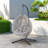 Versatile Hanging Egg Chair With Pe Rattan Hollowed-out Design, Iron Base, A Headrest And Cushion-1229021133