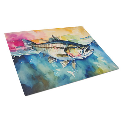 Striped Bass Glass Cutting Board Large