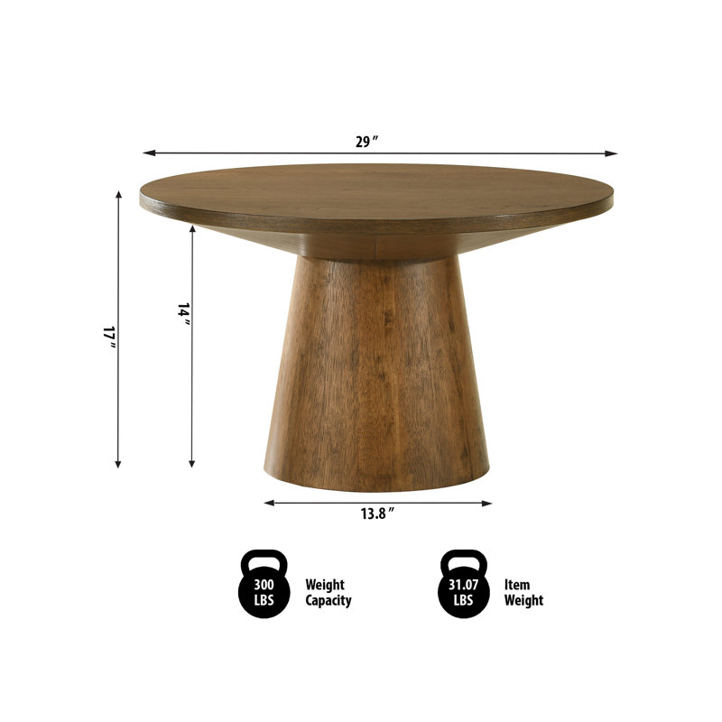 Andreacchio Pine 29" Round Wood Coffee Table, Walnut, 17.04" H x 29.04" L x 29.04" W