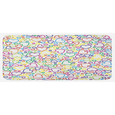 Tapis de cuisine ambesonne love, hearts arc-en-ciel et couleurs de miel de miel joyful amusantes, un tapis de cuisine décoratif moelleux avec un arrière antidérapant, 47 po x 19 po multicolore