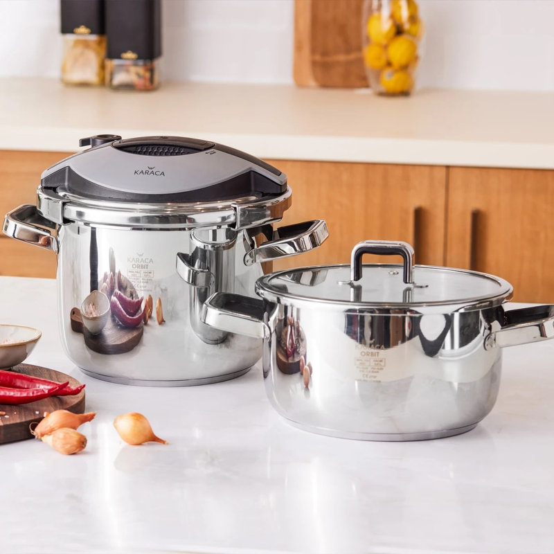 Ensemble de casseroles en acier inoxydable 2 pièces East Urban Home