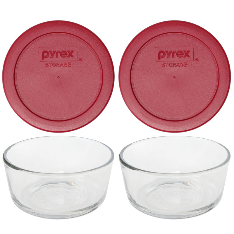 Bols en verre Pyrex 7200 et couvercles assortis 7200 PC, Rouge sangria