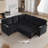 L-Shaped Sofa With Pull Out Sofa Bed-417676565