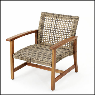 Ensemble de 2 fauteuils club en bois et osier Hampton, durables et confortables pour la détente en plein air