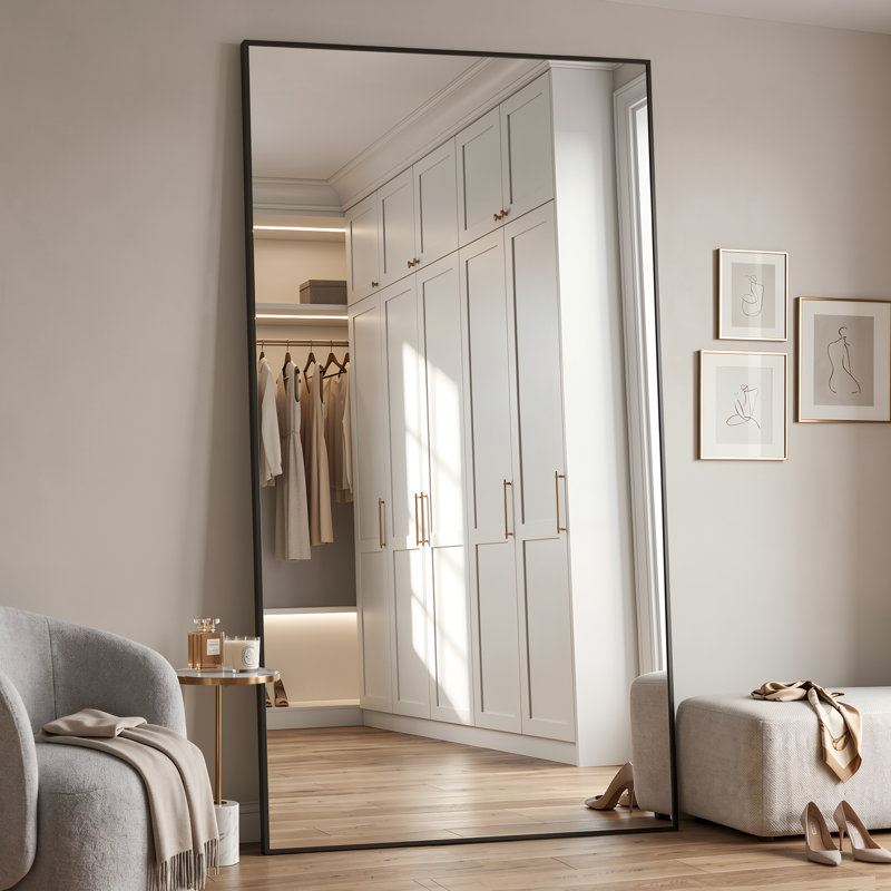 Rectangular Home Full-Length Mirror, Black, 90" x 46"